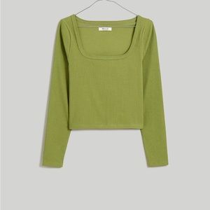 NWT Madewell Square Neck Long Sleeve Crop green